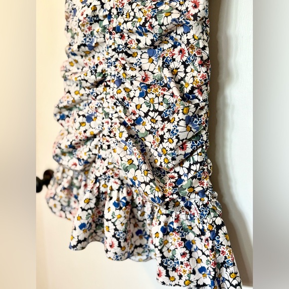 VERONICA BEARD Jackson Floral Ruched Sleeveless Mini Dress- Size 4 - Picture 6 of 10